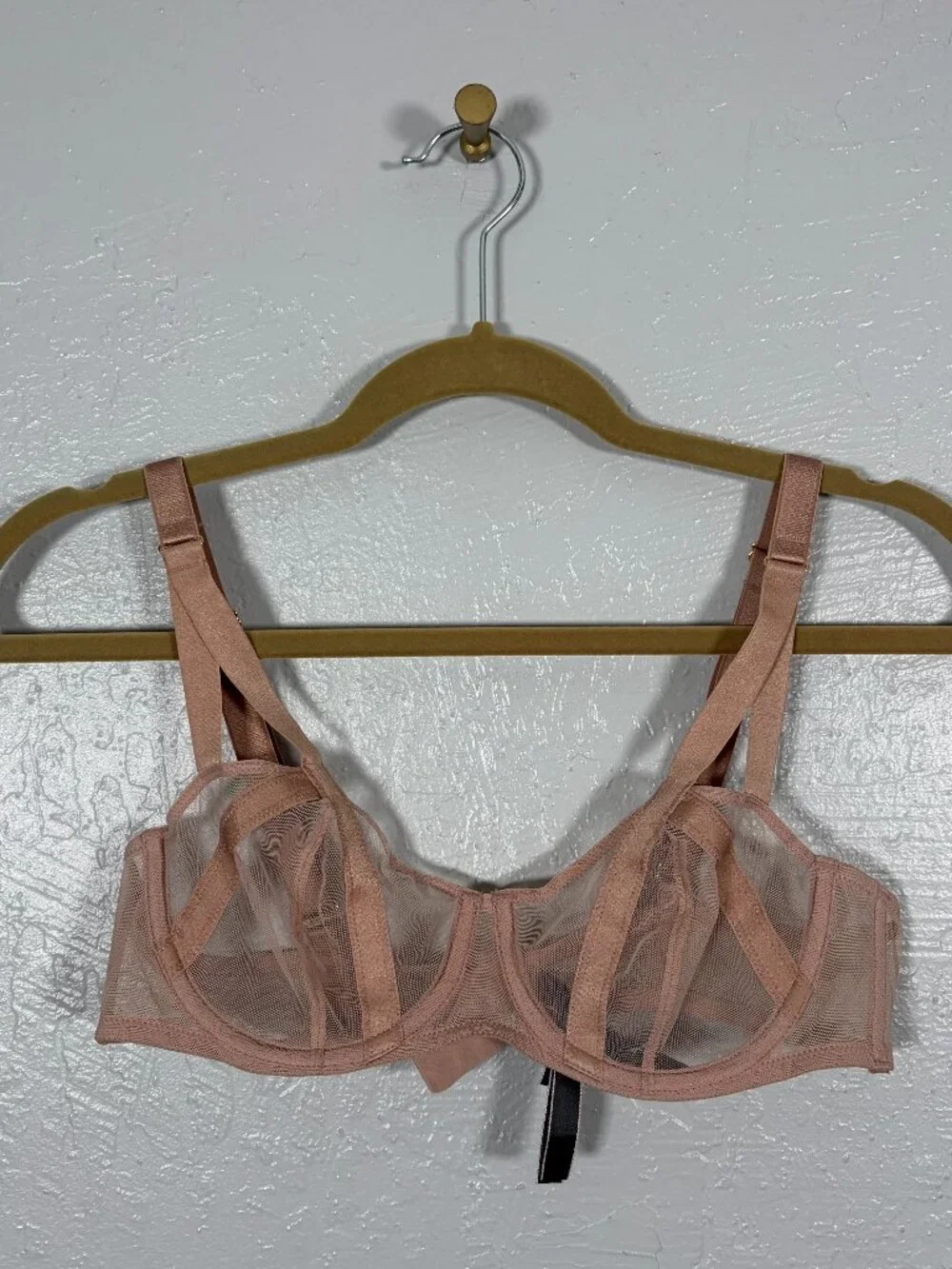 Victorias Secret Women 36B Beige Very Sexy Unlined Balconette Bra Sheer Strappy